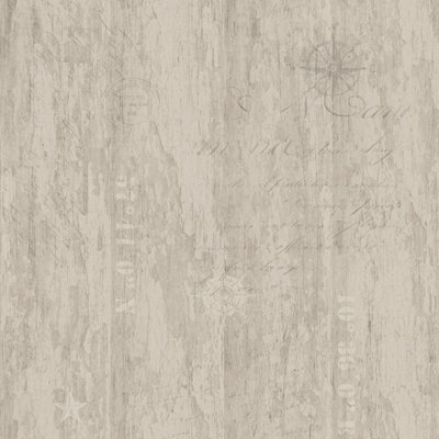 B&Q -  Skagen Grey Rustic Script Smooth Wallpaper