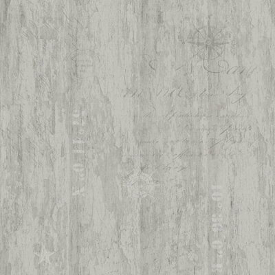 B&Q -  Skagen Grey Rustic Script Smooth Wallpaper
