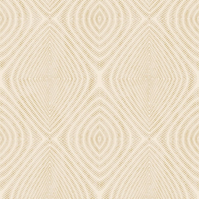 B&Q -  Passenger Cream Gold Metallic Ikat Smooth Wallpaper
