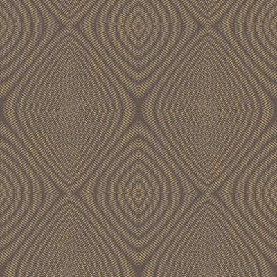 B&Q -  Passenger Dark Brown Gold Metallic Ikat Smooth Wallpaper