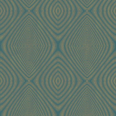 B&Q -  Passenger Green Gold Metallic Ikat Smooth Wallpaper
