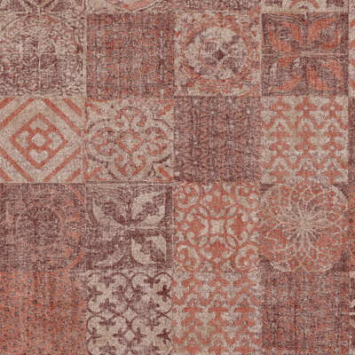 B&Q -  Passenger Red Orange Funky Tiles Smooth Wallpaper