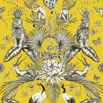 Menagerie Animal Luxe Wallpaper Yellow Belgravia 2001 from B&Q