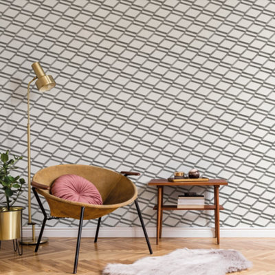 Galerie Botanica White Black Chain Link Smooth Wallpaper from B&Q