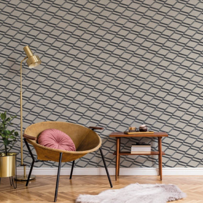 Galerie Botanica Taupe Chain Link Smooth Wallpaper from B&Q