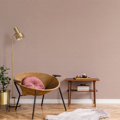 Galerie Luxe Rose Gold Pearl Plain Smooth Wallpaper from B&Q