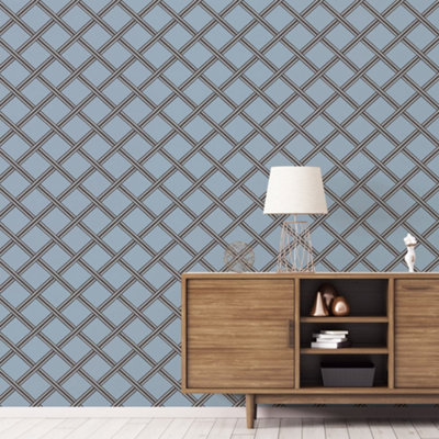 Galerie Luxe Blue Braid Smooth Wallpaper from B&Q