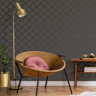 Galerie Luxe Dark Grey Braid Smooth Wallpaper from B&Q