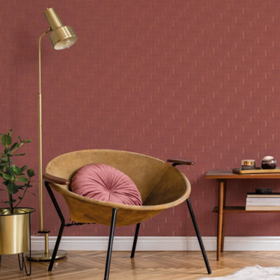 Galerie Luxe Burgundy Labyrinth Smooth Wallpaper from B&Q