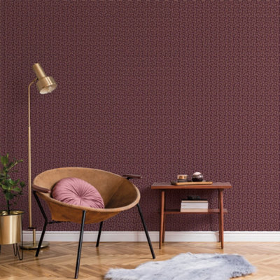 Galerie Luxe Purple Gold Greek Key Smooth Wallpaper from B&Q