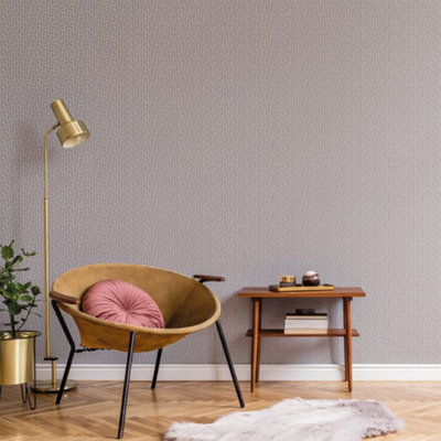 Galerie Luxe Grey Pink Greek Key Smooth Wallpaper from B&Q