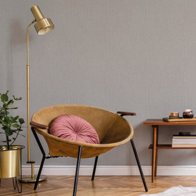 Galerie Luxe Grey Texture Effect Plain Smooth Wallpaper from B&Q