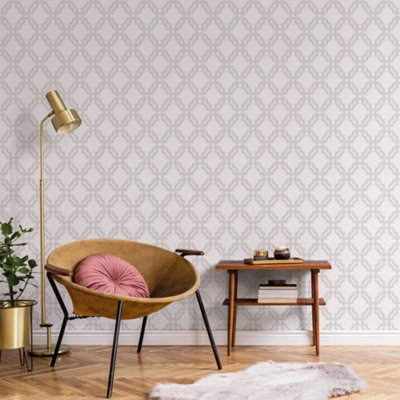 Galerie Luxe Silver Trellis Smooth Wallpaper from B&Q
