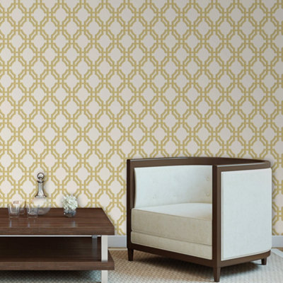 Galerie Luxe Gold Trellis Smooth Wallpaper from B&Q