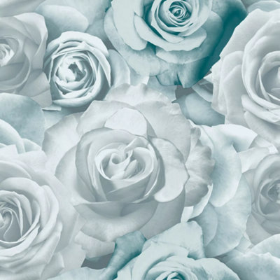 Glamour Rose Wallpaper Floral Flowers LuxuryAqua Al1004 from B&Q