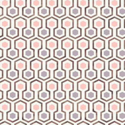 B&Q -  Good Vibes Multicolor Hexagons & Stones Wallpaper Geometric Metallic Modern