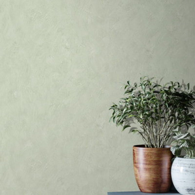 Galerie Shades Of Colour Green Plaster Effect Wallpaper from B&Q