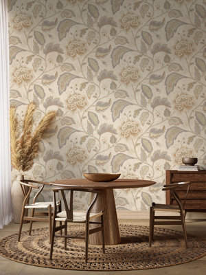 Belgravia Maya Textured Floral Beige from B&Q