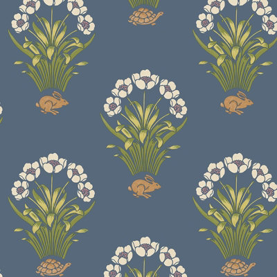 Belgravia Blue Tortoise And Hare Wallpaper Decor 6656 Size 32.8
