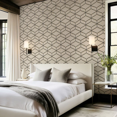 Belgravia Décor Concrete Linear Cream / Black from B&Q