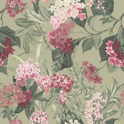 Belgravia Misaki Bloom Sage/pink Floral Wallpaper 2321 from B&Q