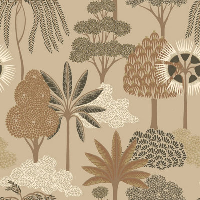 B&Q - Akiko Floral Wallpaper Beige  2332