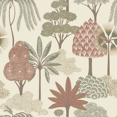 B&Q - Akiko Floral Wallpaper Pink / Green  2333