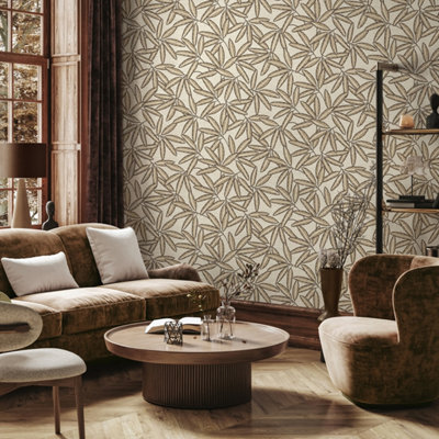 Belgravia Décor Grasscloth Leaf Vinyl Cream from B&Q