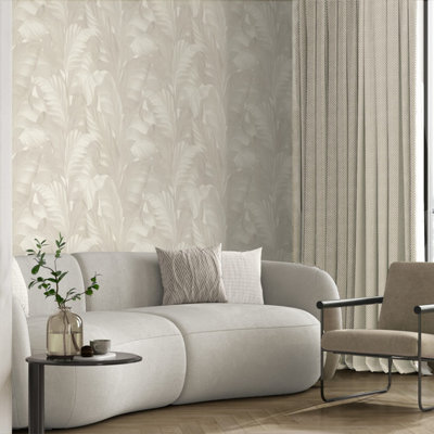 Belgravia Décor - Sumatra Wallpaper - Leaf Print - Cream - Image 3