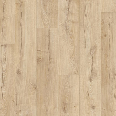 Quick-Step Aquanto Classic Beige Oak Effect Embossed Laminate Flooring Sample from B&Q