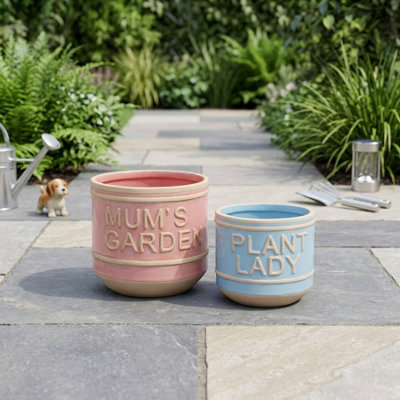 Mum's Garden Plant Lady Planter Pot Duo from B&Q