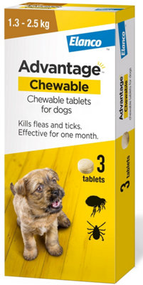Advantage Chewable Flea And Tick Protection For Puppy & Small Dogs (1.3-2.5Kg)3 Pack Flea And Tick TreatmentFast Acting from B&Q