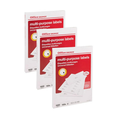 Urbn-Living Set Of 3Office Depot A4 Multi-Purpose Sticky Sheets 16 Labels from B&Q