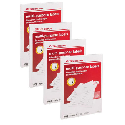 Urbn-Living Set Of 4Office Depot A4 Multi-Purpose Sticky Sheets 16 Labels from B&Q