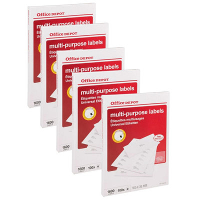 Urbn-Living Set Of 5Office Depot A4 Multi-Purpose Sticky Sheets 16 Labels from B&Q