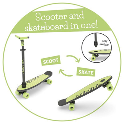 Chillafish SkatieSkootie 2-in-1 Skateboard Scooter Green 4-Wheel Lean-to-Steer Adjustable Handlebar ABEC-7 Bearings - Image 3