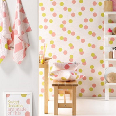 Grandeco Roomblush Nursery Confetti 4 Lane Repeatable Wallpaper Mural 200 X 285CmMustard Pink from B&Q