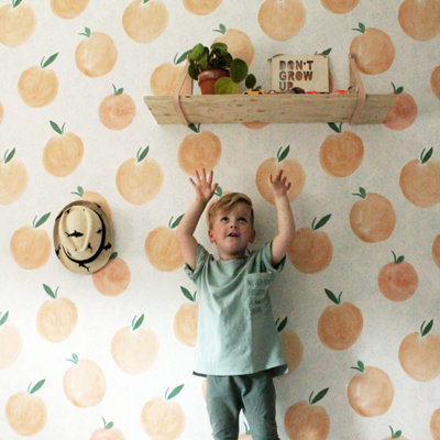 B&Q -  Roomblush Nursery Zumo Peaches 4 Lane Repeatable Wallpaper Mural 200 X 285CmOrange