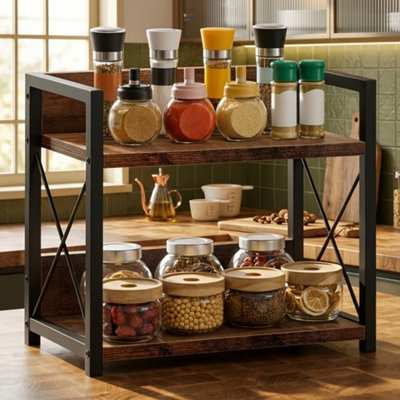 Spice Rack 2 Tier Kitchen Storage Rack Desktop OrganiserStorage Shelf