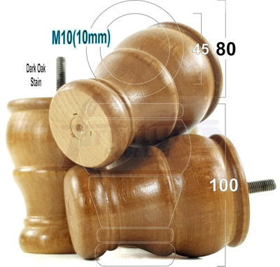 L&F 4X Wooden Bun Feet Dark Oak Stain Replacement Furniture Legs Sofas Chairs Footstools M10 Cwc802 from B&Q