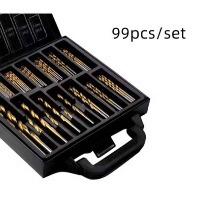 99-Piece Twist Drill Bit SetTitanium-Coated High Speed Steel1.5-10 mm Combination Drilling ToolsBrown Finish from B&Q