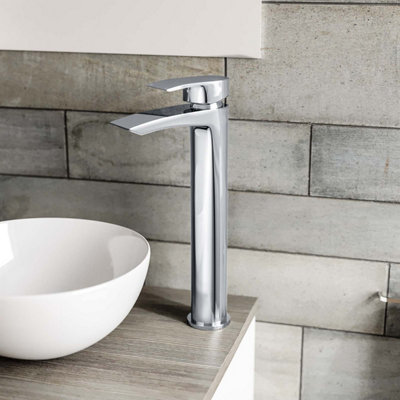 Nes Home Libra High Rise Basin Mono Mixer Tap Chrome Bathroom - Image 3