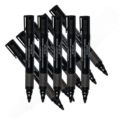 B&Q -  Premium Permanent Marker Pen Bullet Tip Black (Pack Of 10)
