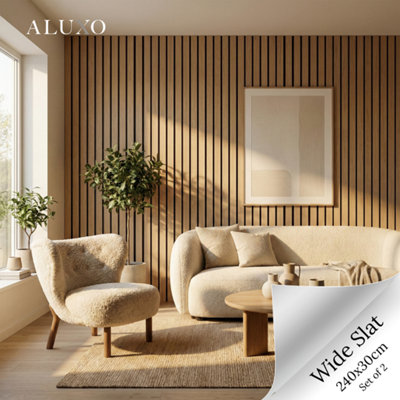 Aluxo Panelux™ Pro Wide 3-Sided Wood Veneer Oak Wall Panels240Cm X 30Cm (Set Of 2) from B&Q
