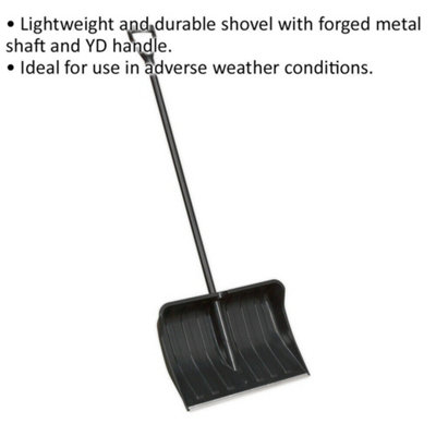 545mm Wide Head Snow Shovel - Forged Metal Shaft - Lightweight & Durable