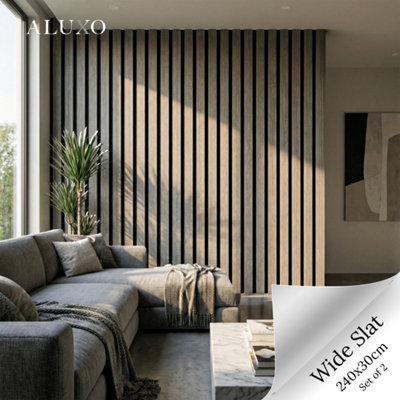 Aluxo Panelux™ Pro Wide 3-Sided Wood Veneer Grey Oak Wall Panels240Cm X 30Cm (Set Of 2) from B&Q
