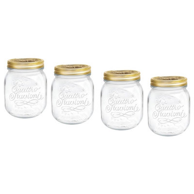 Urbn-Living Bormioli Rocco Gold Lid Round Preserving Jars 700 Ml from B&Q