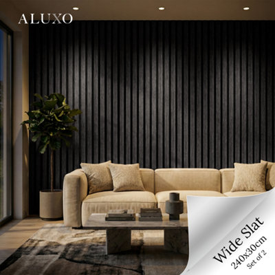 Aluxo Panelux™ Pro Wide 3-Sided Wood Veneer Black Oak Wall Panels240Cm X 30Cm (Set Of 2) from B&Q