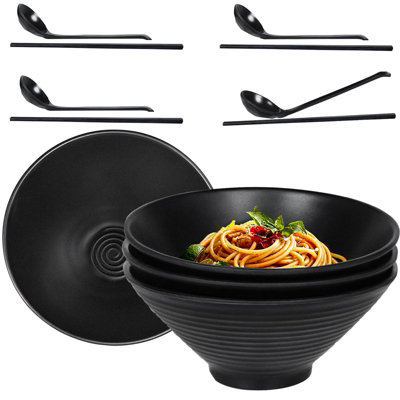 Greentainer Elegant Large Ramen Bowls Set 4 Japanese Dinnerware 1600Ml Dishwasher Safe from B&Q