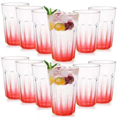 Greentainer Durable Drinking Glasses Set Of 12 Orange 350Ml Reusable Stackable For Parties Picnics Camping Water Glasses from B&Q